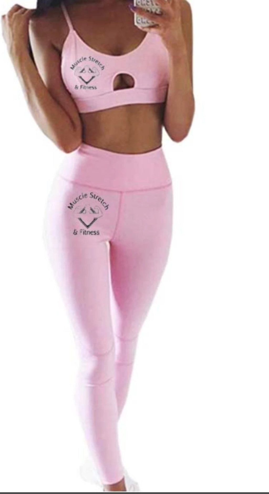 Women's Pink 2 PCS Sports Bra/Pants Set