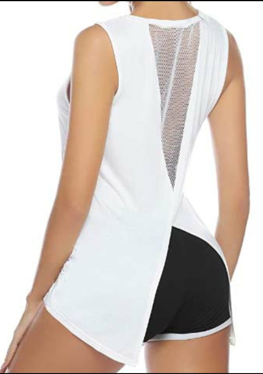 Women's Workout/Yoga Top with Mesh Back