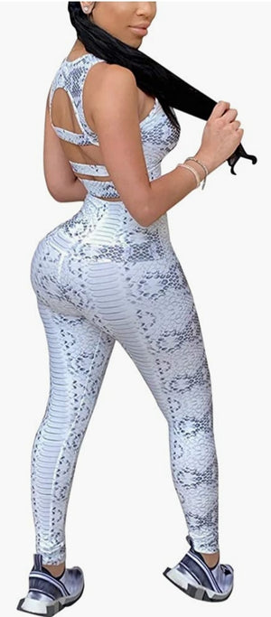 Women's 2 Piece Snake Skin Jumpsuit